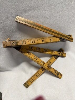 Lufkin X46 rule, 6’ wooden, brass locking joints, 6” brass extension slide